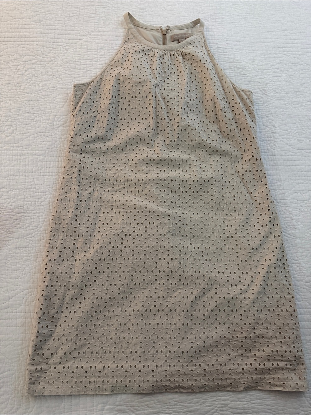 Banana Republic Beige Eyelet Halter Shift Dress